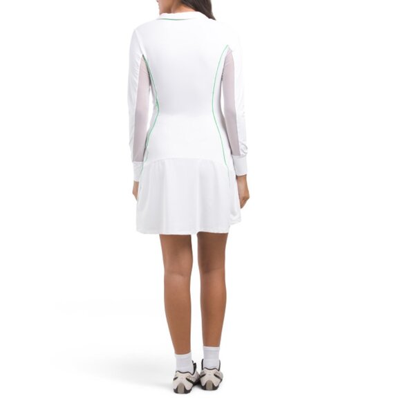 G LIFESTYLE White/Green Upf 50 Color Block Long Sleeve Mini Dress - Picture 2 of 2